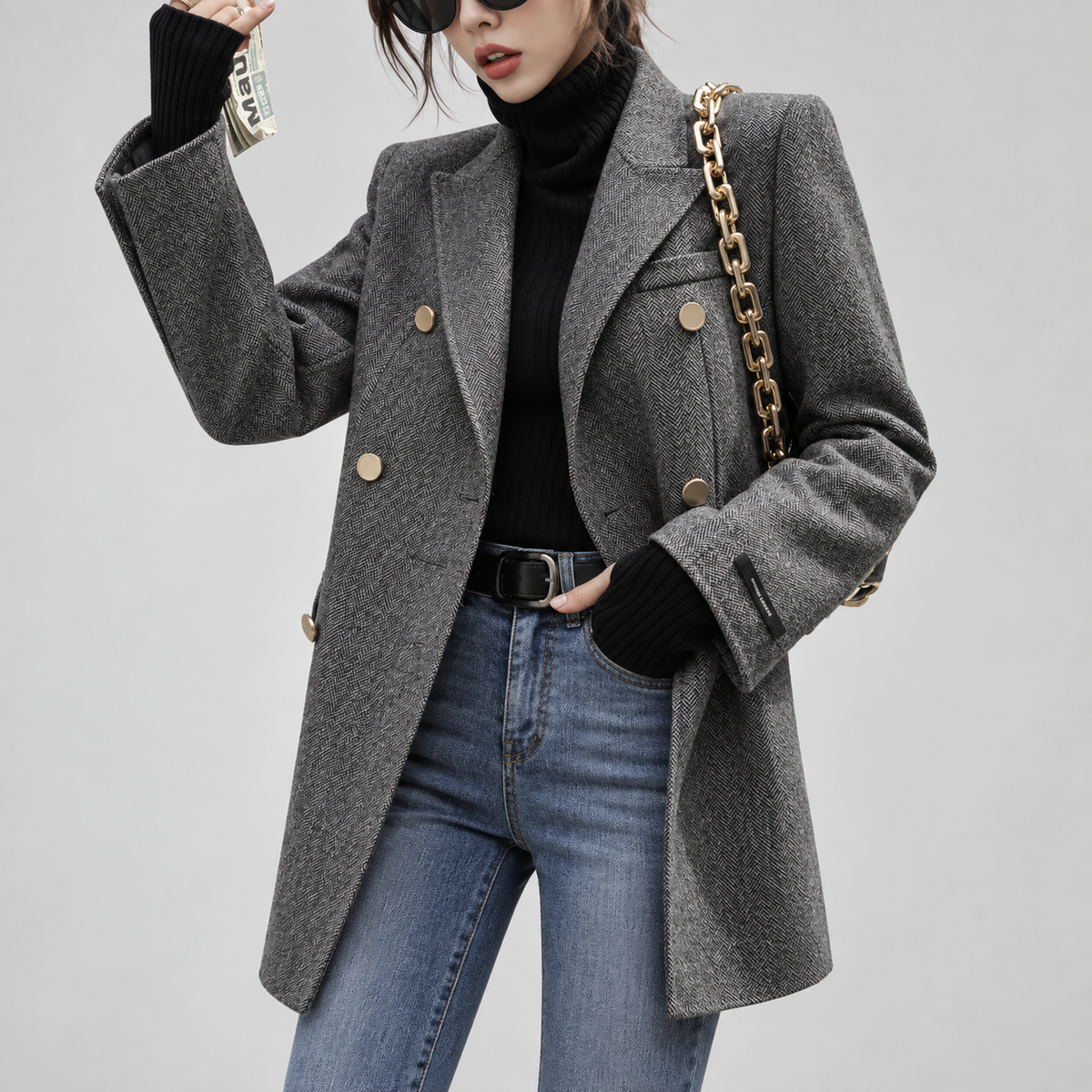 ♀Herringbone Wool Jacket