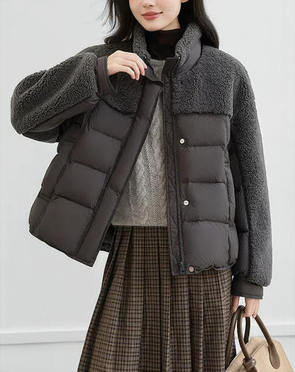 ♀Boa Patchwork Puffer Jacket