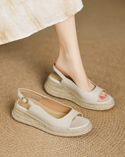 ♀本革／Jute Sole Slingback Sandals