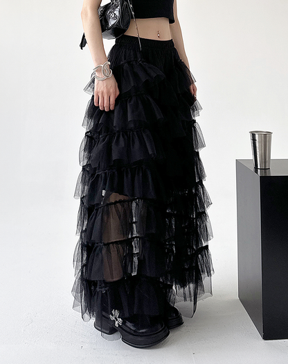 ♀Tiered Tulle Skirt