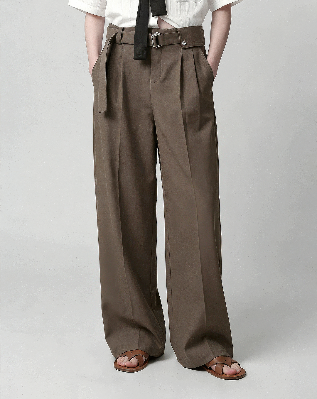 ♂♀Belted Tuck Pants