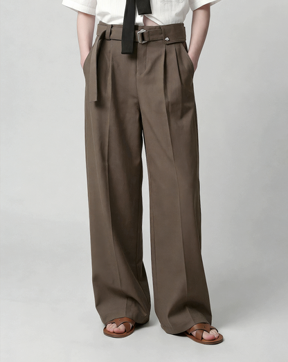 ♂♀Belted Tuck Pants