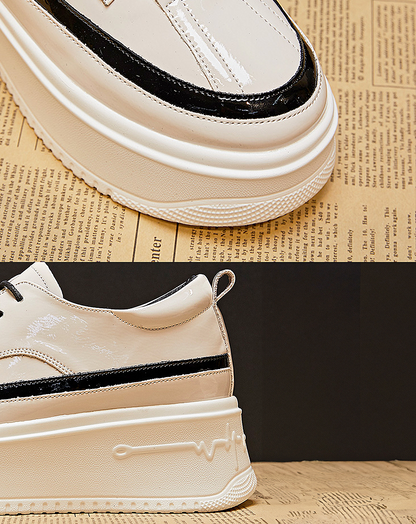 ♀Lace-up Platform Leather Sneakers