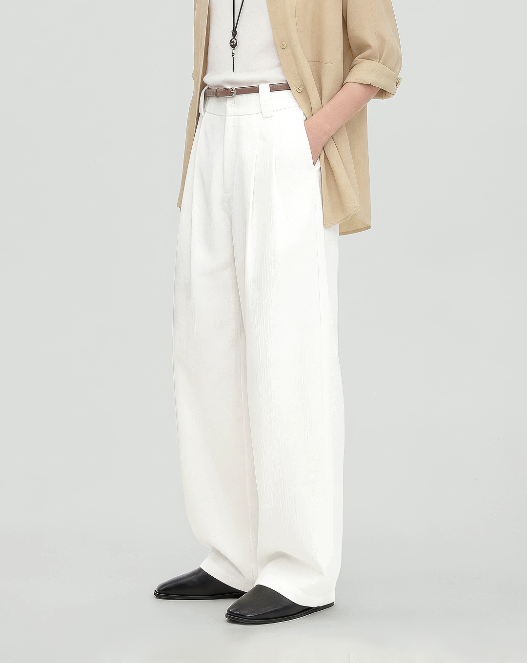♂♀Textured Wide Leg Pants