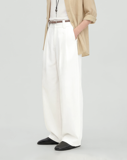 ♂♀Textured Wide Leg Pants