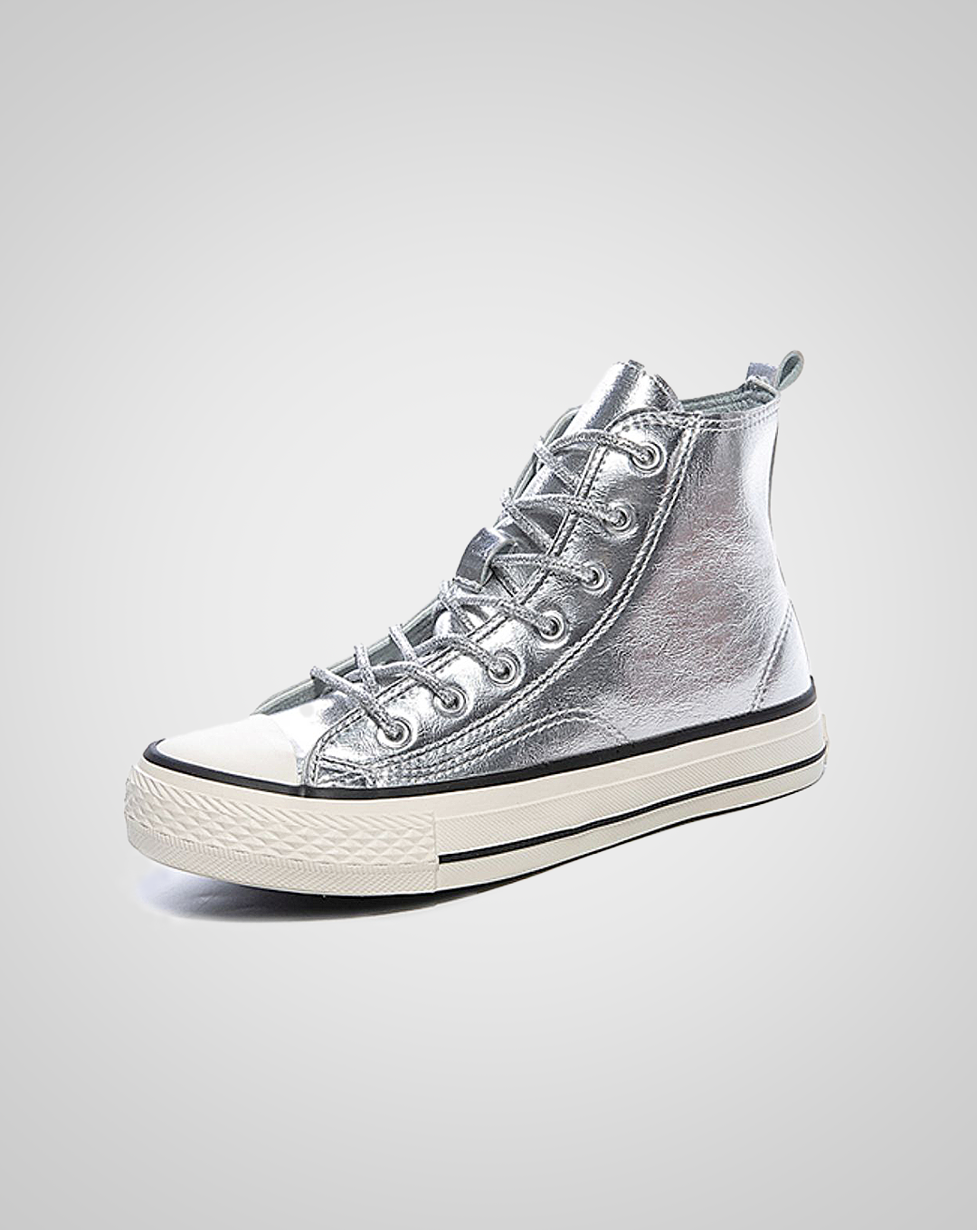 ♀Silver Color High Cut Sneakers