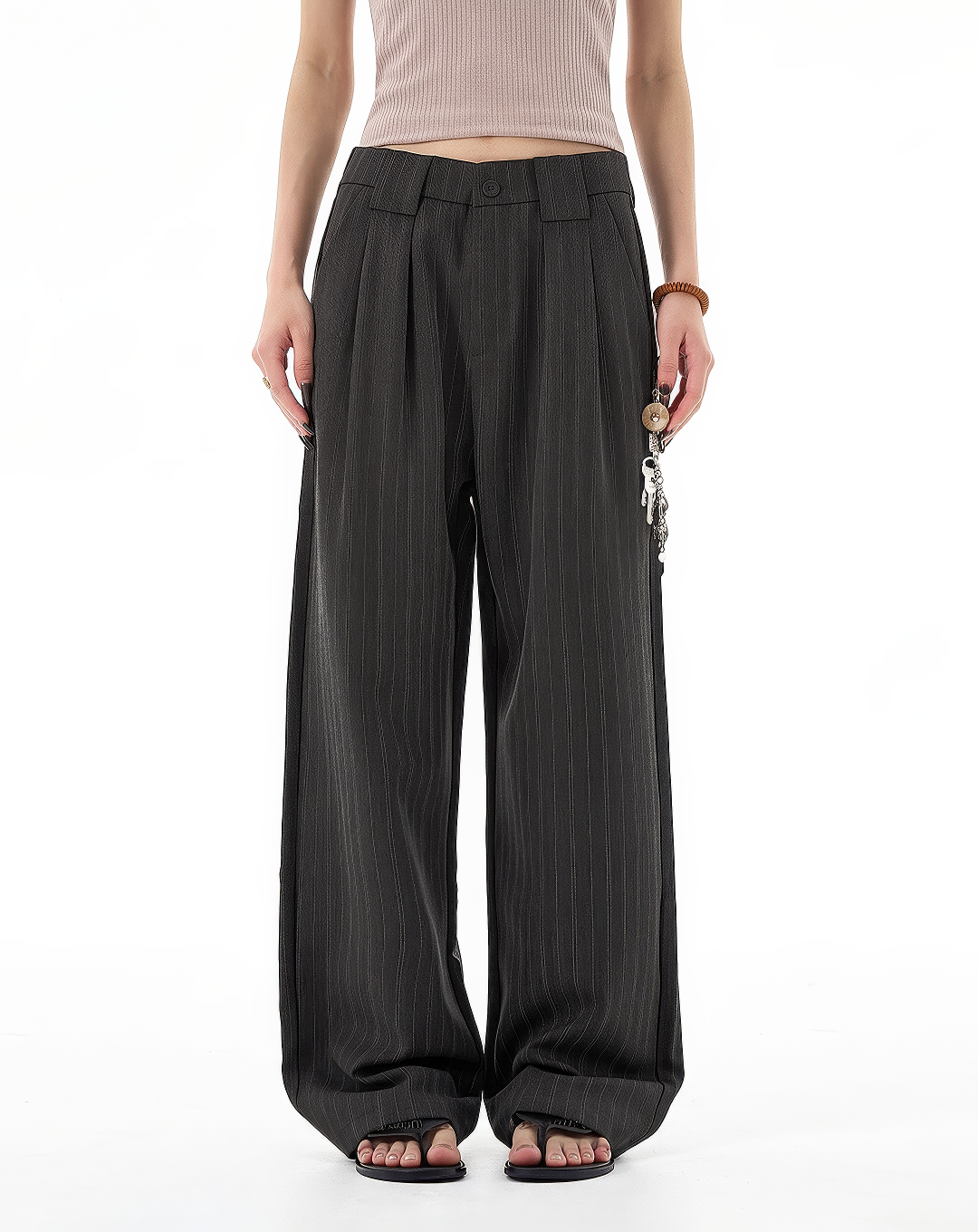 ♂♀Pinstripe Loose Straight Trousers