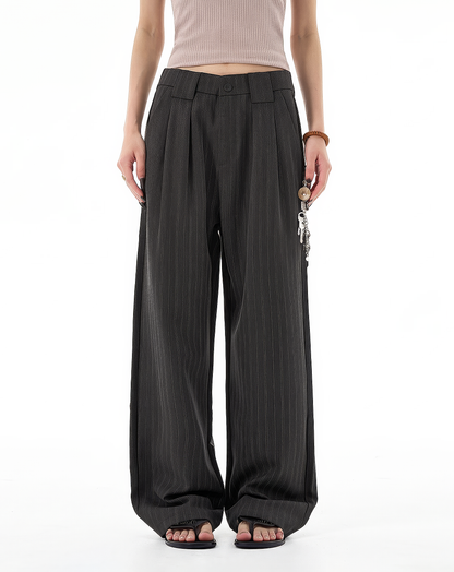 ♂♀Pinstripe Loose Straight Trousers