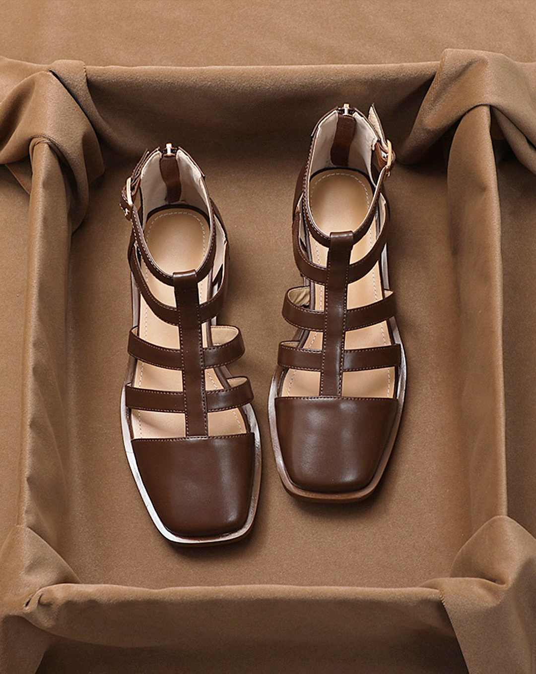 ♀Square Toe Bone Sandals