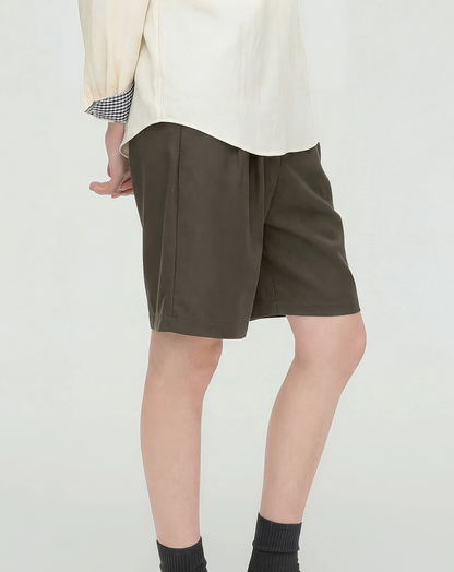 ♂♀Pleated Wide Half Shorts