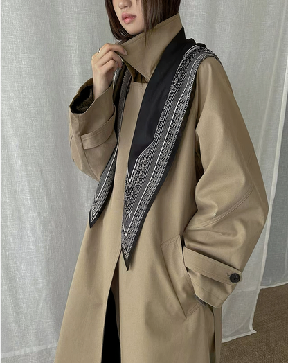 ♀Scarf Accent Trench Coat