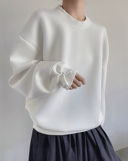 ♀Button Tuck Sleeve Sweatshirt