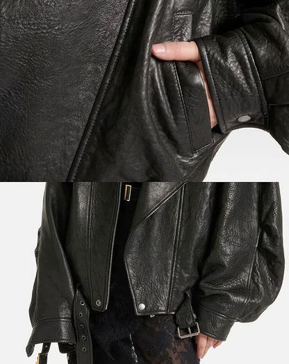 ♀本革／Belted Riders Leather Jacket