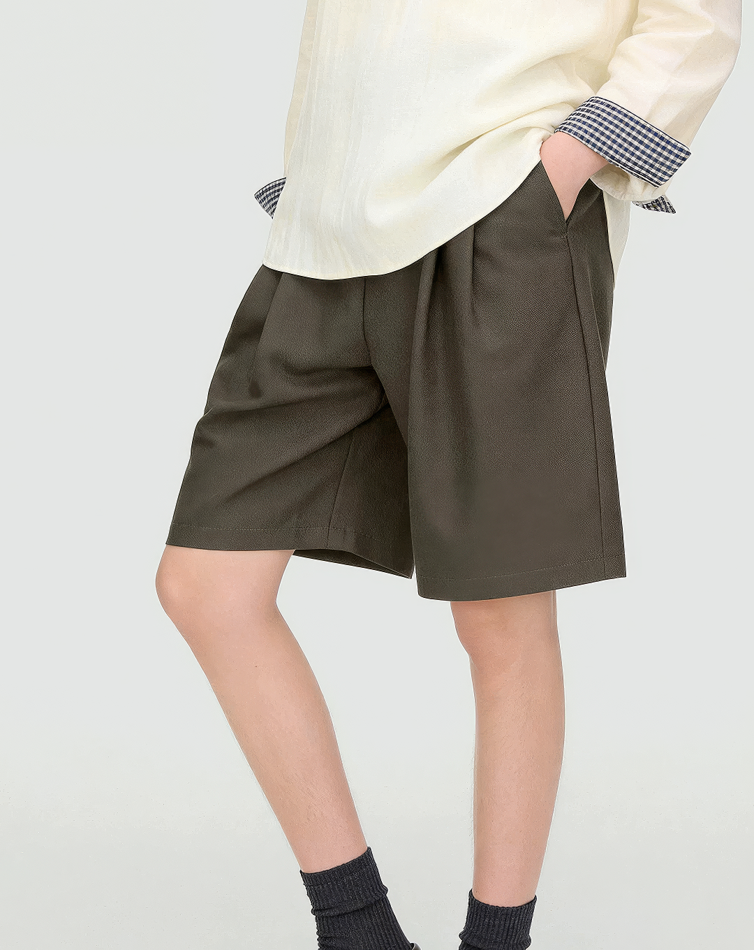 ♂♀Pleated Wide Half Shorts