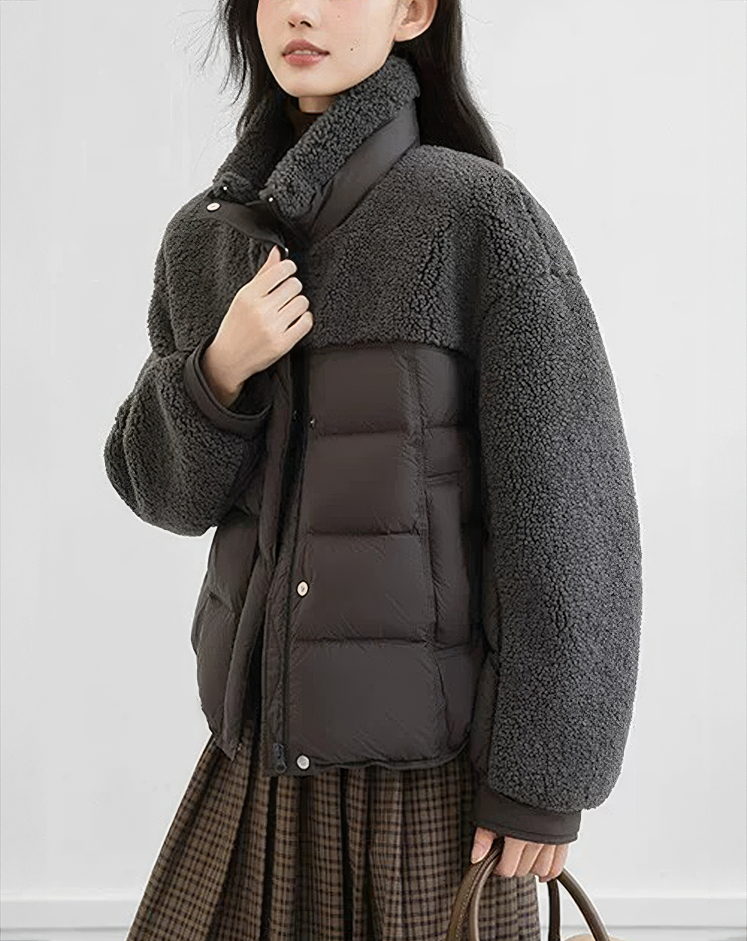 ♀Boa Patchwork Puffer Jacket