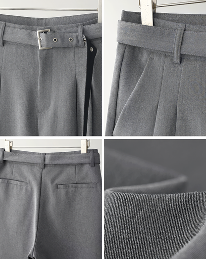 ♂♀Eyelet Belt Wide Pants
