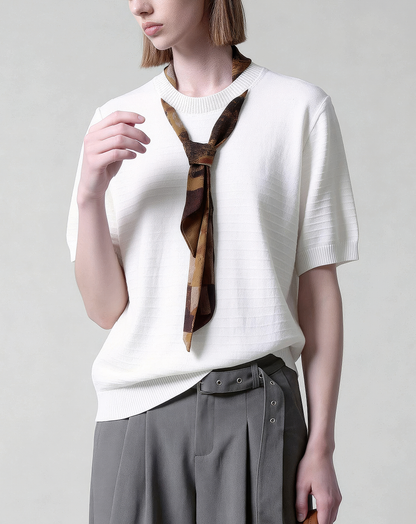 ♂♀Attached Scarf Knit Tee