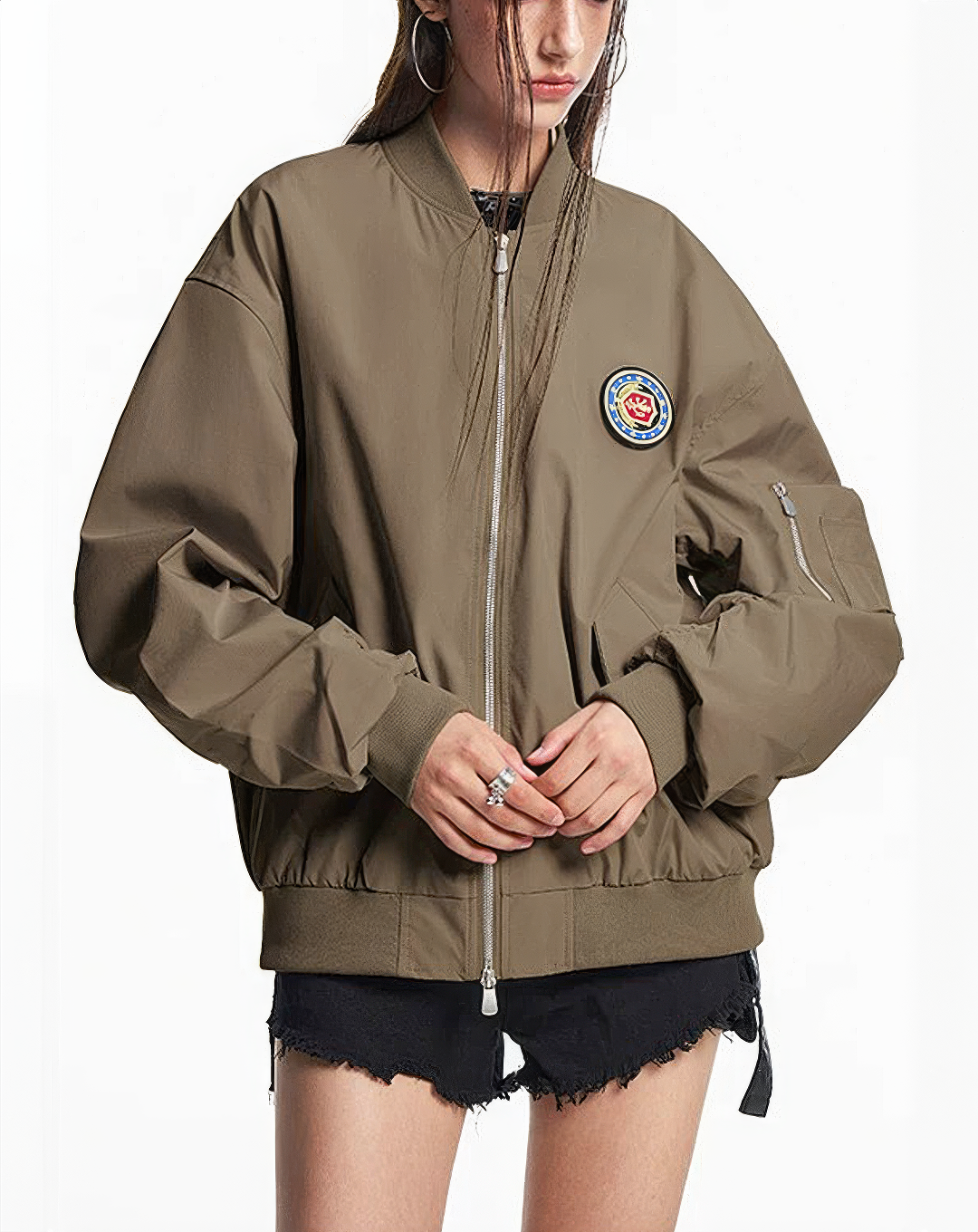 ♂♀Emblem Patch Bomber Jacket