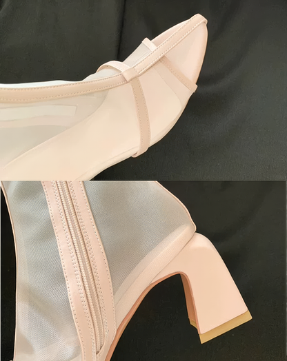 ♀Sheer Mesh Boots Sandals