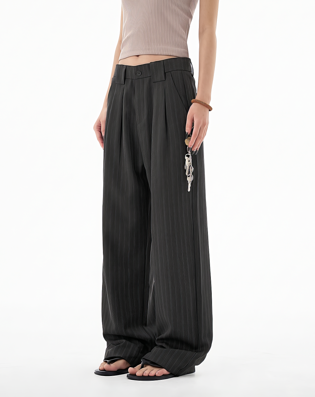 ♂♀Pinstripe Loose Straight Trousers