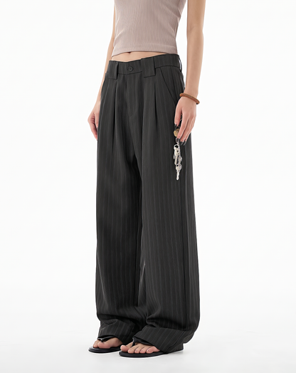 ♂♀Pinstripe Loose Straight Trousers