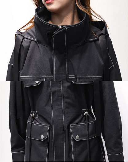 ♀Drawstring Hooded Jacket