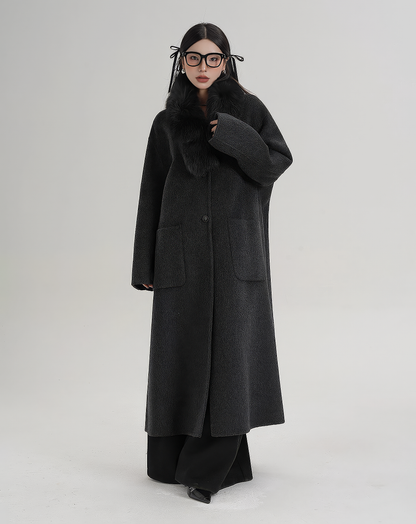 ♀Detachable Fur Collar Coat