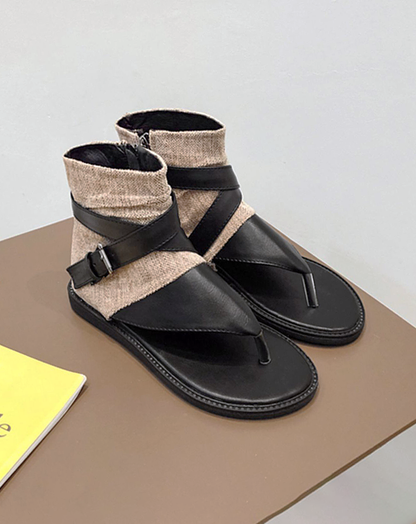 ♀本革／Strap Hooded Sandals