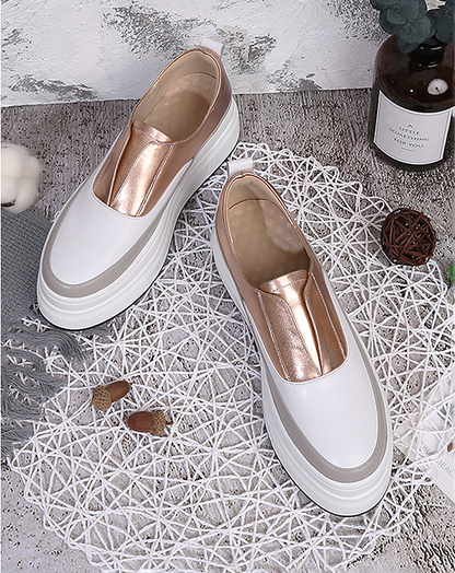 ♀Metallic Color Platform Slip-ons