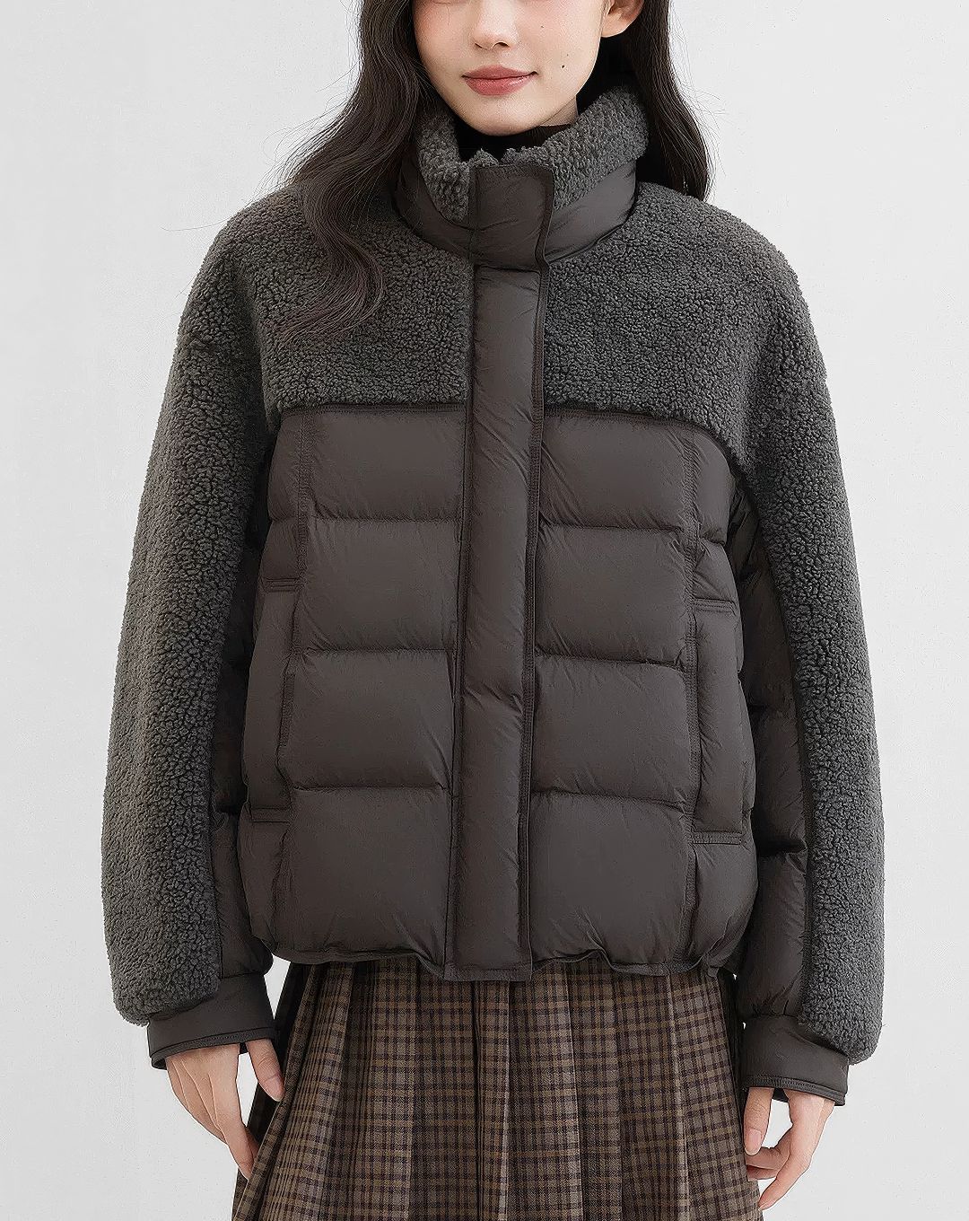 ♀Boa Patchwork Puffer Jacket