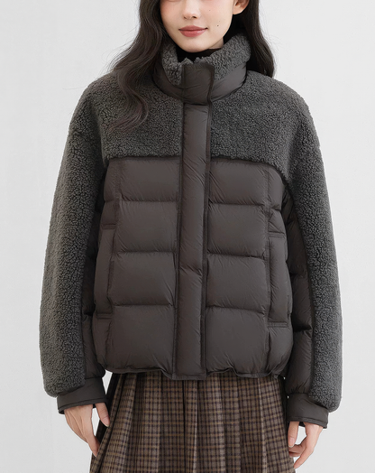 ♀Boa Patchwork Puffer Jacket
