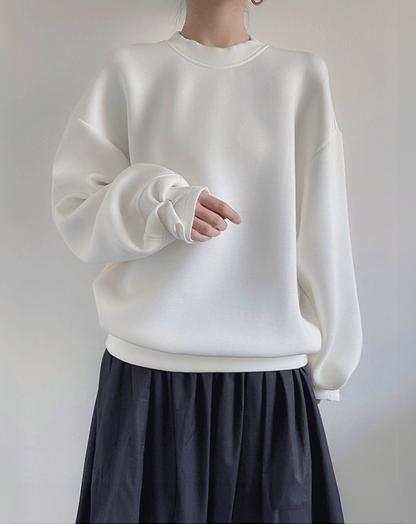 ♀Button Tuck Sleeve Sweatshirt