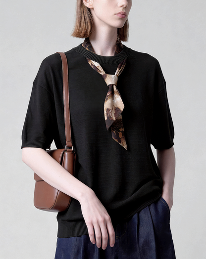 ♂♀Attached Scarf Knit Tee