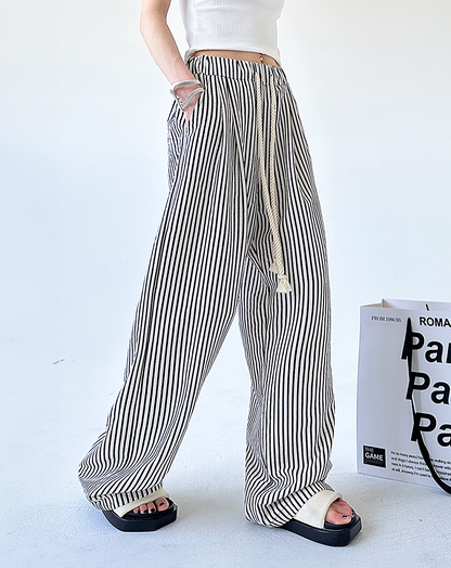 ♀Striped Drawstring Pants