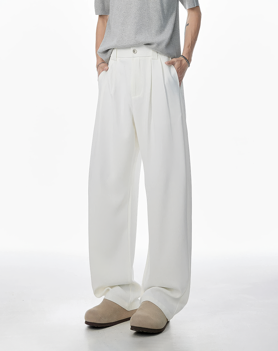 ♂Straight Tucked Pants