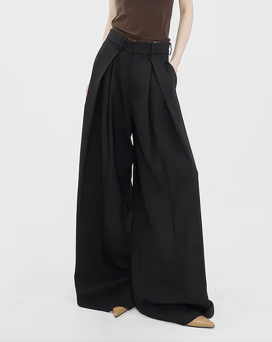 ♀Deep Tuck Wide Trousers