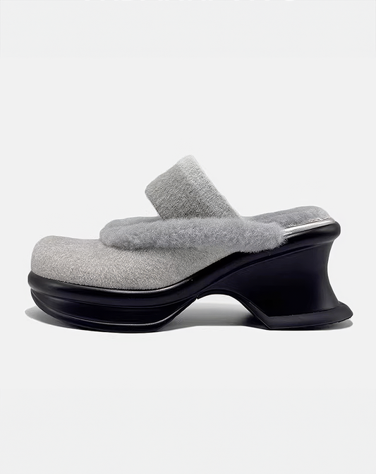 ♀Fluffy Platform Mules