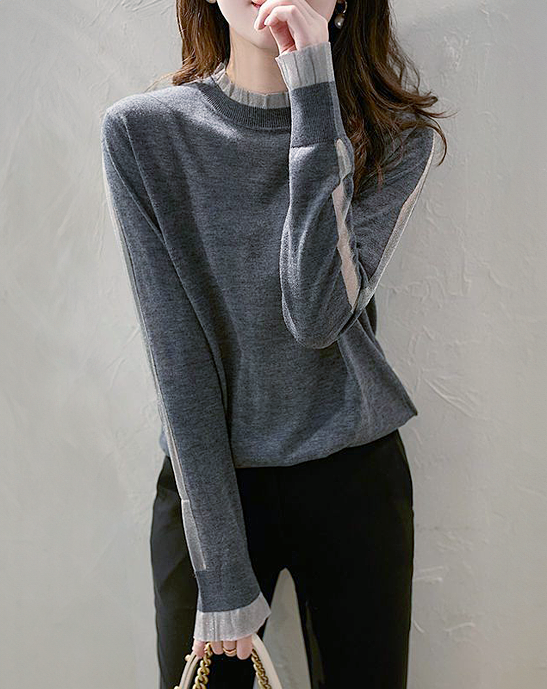 ♀Sheer Sleeve Knit