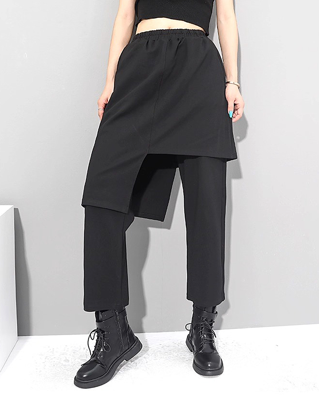 ♀Asymmetry Layered Skirt Pants