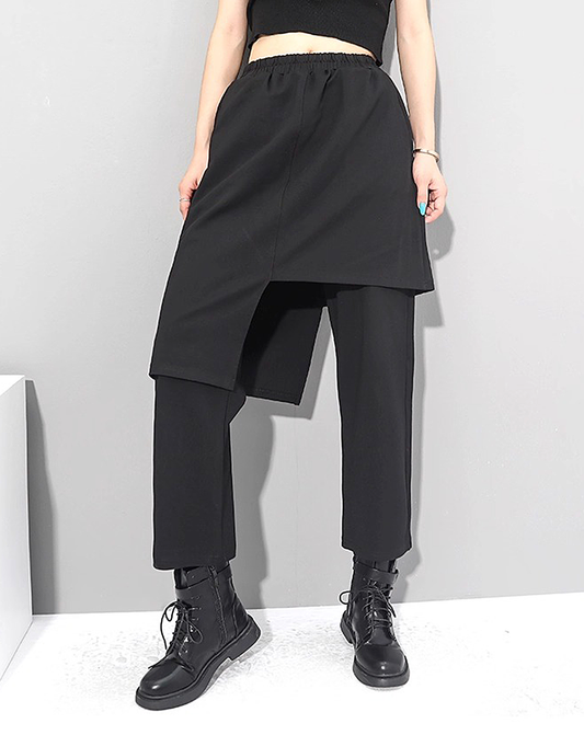 ♀Asymmetry Layered Skirt Pants