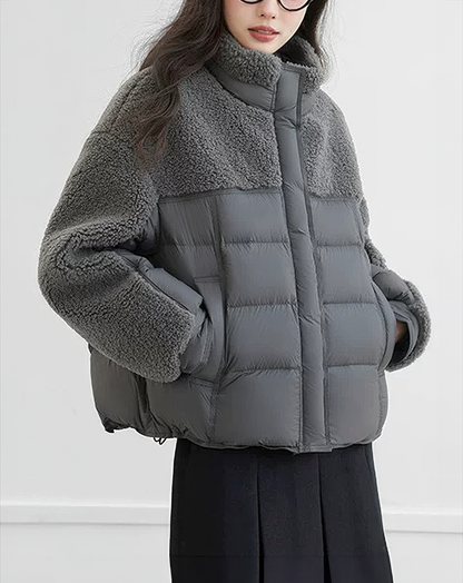 ♀Boa Patchwork Puffer Jacket