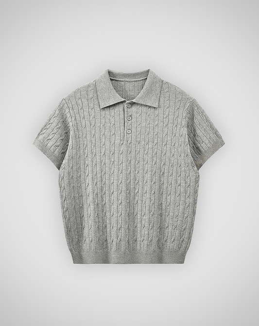 ♂Cable Knit Polo Shirt
