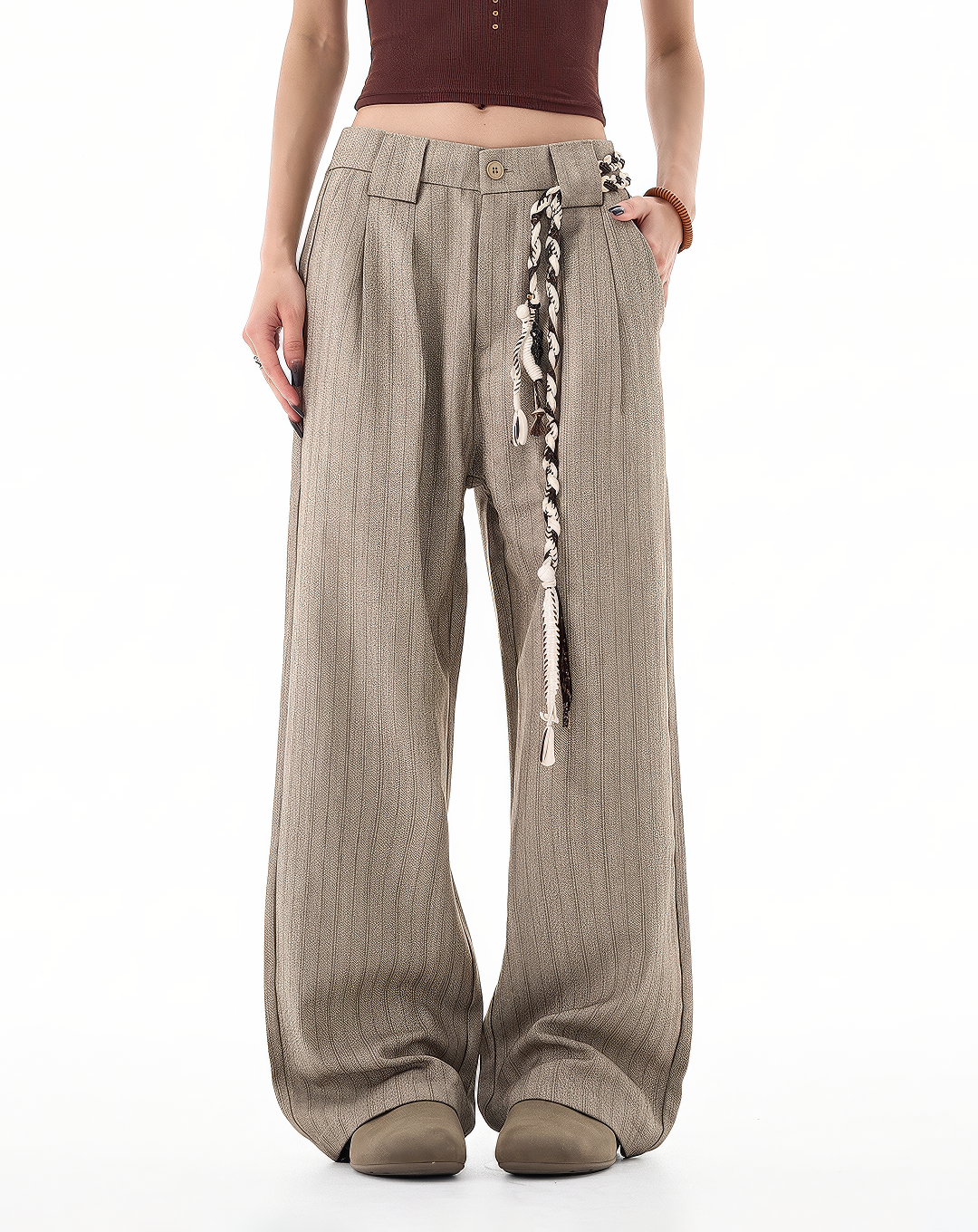 ♂♀Pinstripe Loose Straight Trousers
