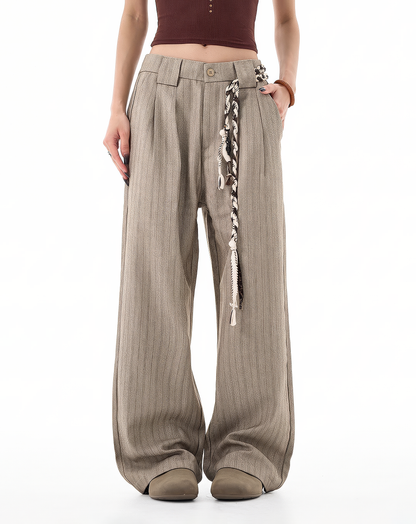 ♂♀Pinstripe Loose Straight Trousers