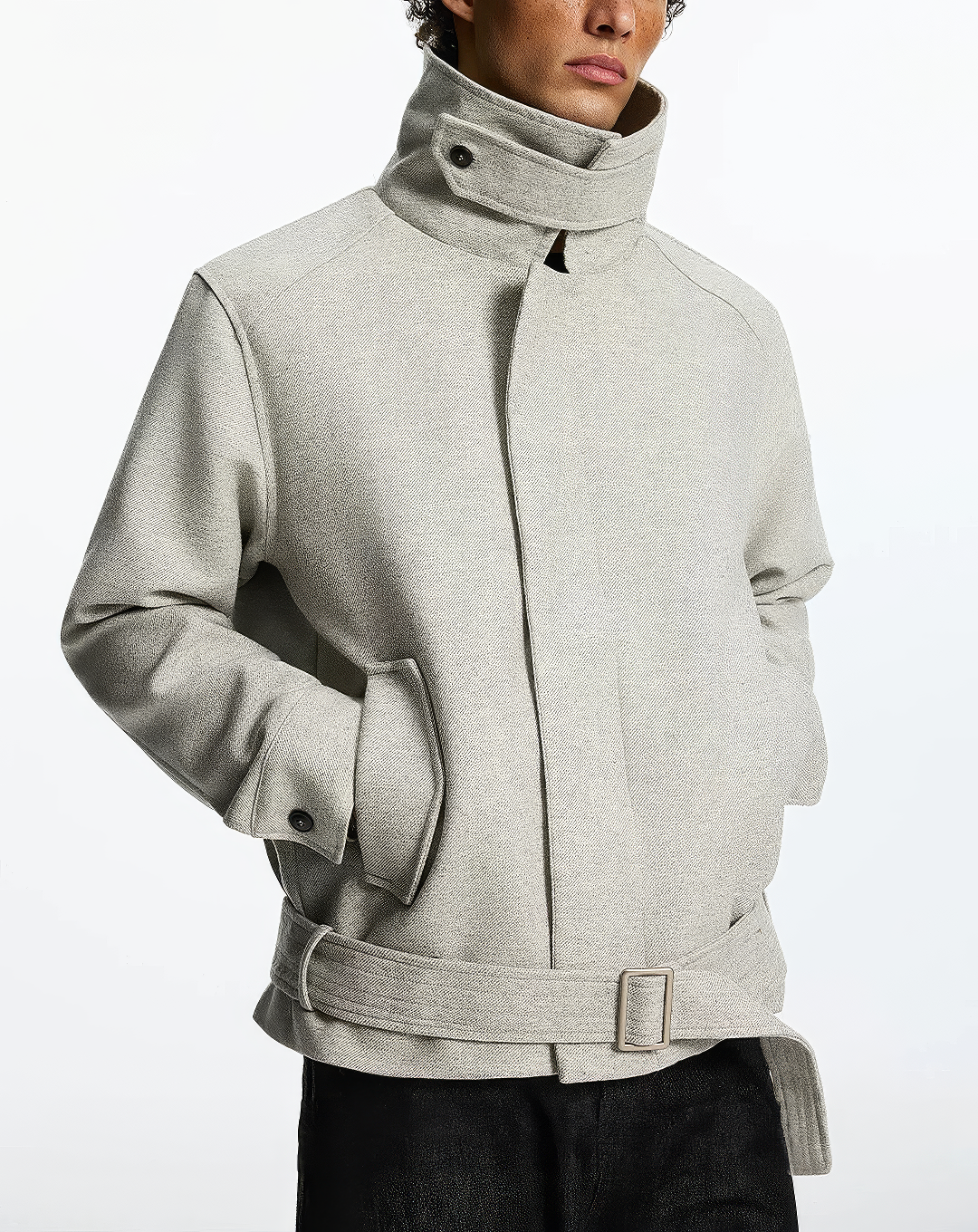 ♂♀Belted Wool Blend Jacket