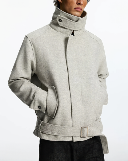 ♂♀Belted Wool Blend Jacket