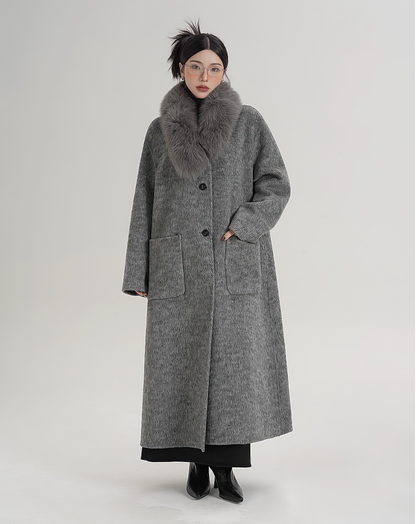 ♀Detachable Fur Collar Coat