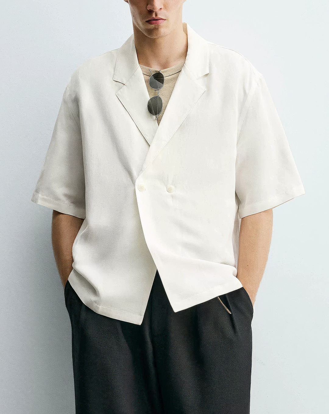 ♂Linen Blend Double Shirt