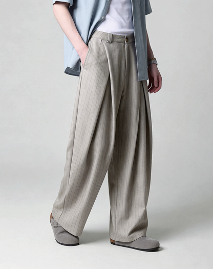 ♂♀Pinstripe Wrap Wide Pants