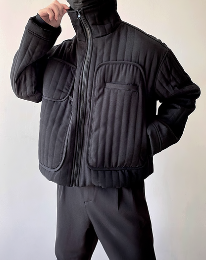 ♂Quilted Stand Collar Jacket